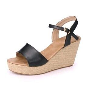 Taytoe Ankle Strap Espadrille Platform Wedge Sandals for Women, Size 7